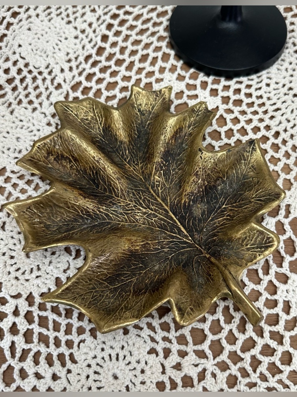 Vintage ORIGINAL by CAMBRON Heavy Solid Brass MAPLE LEAF Trinket Dish Wade V